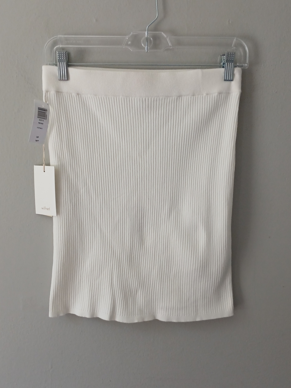 Wilfred Women's Size Small Ribbed Knit White Mini Skirt Stretch NWT $78 FLAWED!!